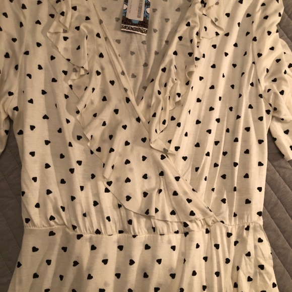 Plus Printed Heart Wrap Ruffle Dress (NEW) - Picture 4 of 5